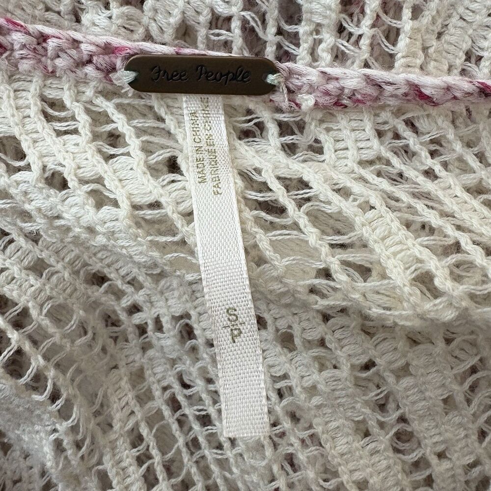Free People Poppyseed Lace Back Pink Beige Textured Sweater Size Small Womens - Picture 6 of 6